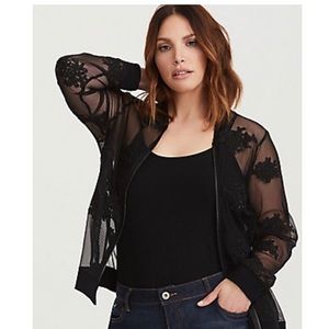 Black color Torrid Mesh Bomber Jacket